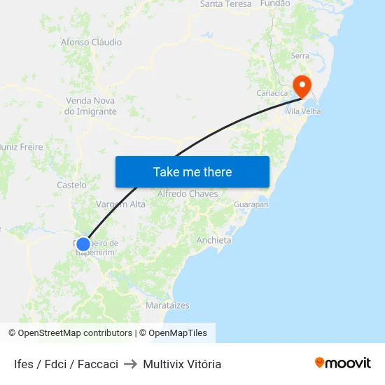 Ifes / Fdci / Faccaci to Multivix Vitória map