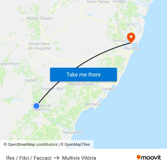 Ifes / Fdci / Faccaci to Multivix Vitória map