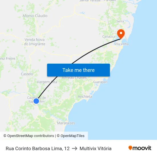 Rua Corinto Barbosa Lima, 12 to Multivix Vitória map