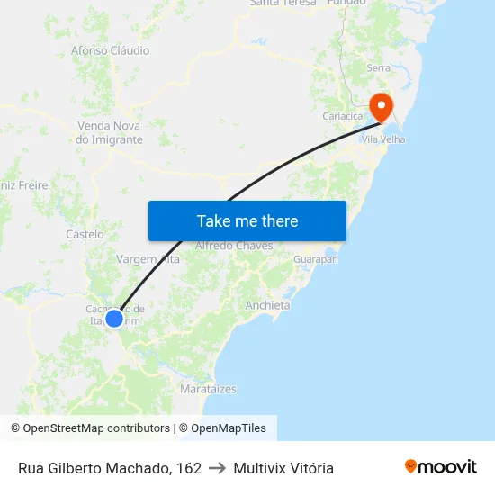 Rua Gilberto Machado, 162 to Multivix Vitória map