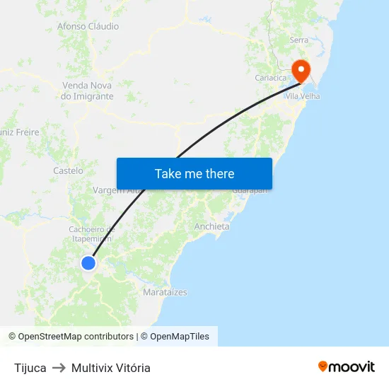 Tijuca to Multivix Vitória map