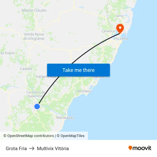 Grota Fria to Multivix Vitória map