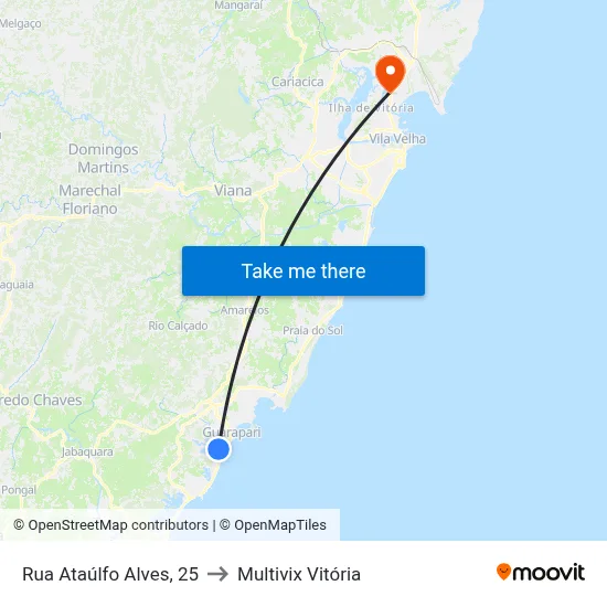 Rua Ataúlfo Alves, 25 to Multivix Vitória map