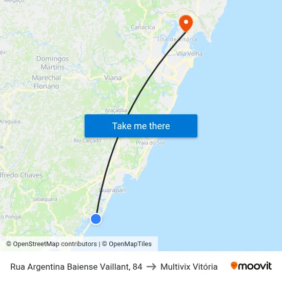 Rua Argentina Baiense Vaillant, 84 to Multivix Vitória map