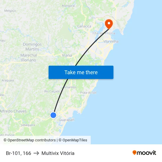 Br-101, 166 to Multivix Vitória map