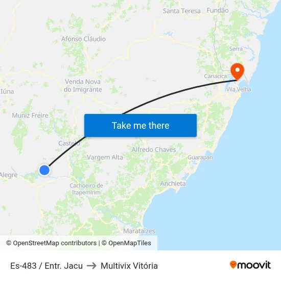 Es-483 / Entr. Jacu to Multivix Vitória map