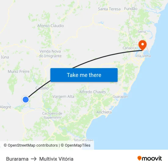 Burarama to Multivix Vitória map