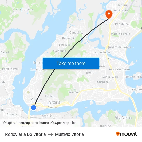 Rodoviária De Vitória to Multivix Vitória map
