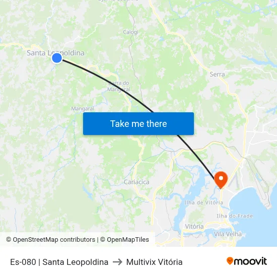 Es-080 | Santa Leopoldina to Multivix Vitória map