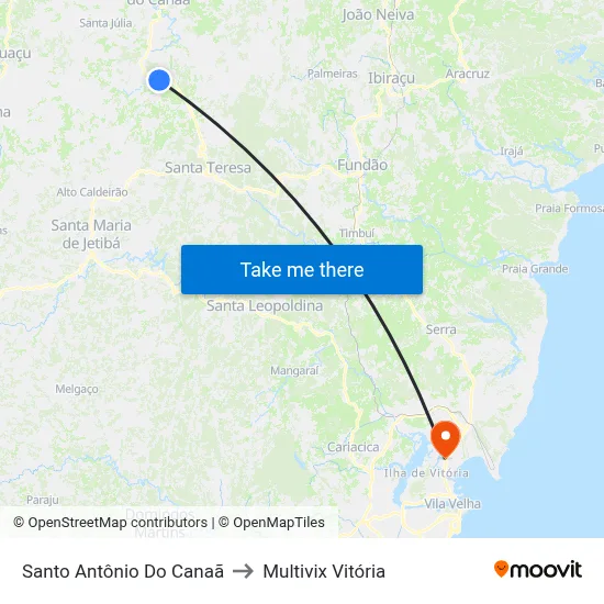 Santo Antônio Do Canaã to Multivix Vitória map