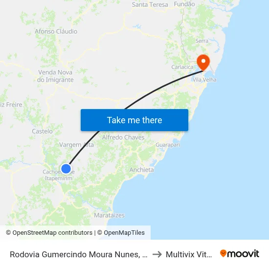 Rodovia Gumercindo Moura Nunes, 1157 to Multivix Vitória map