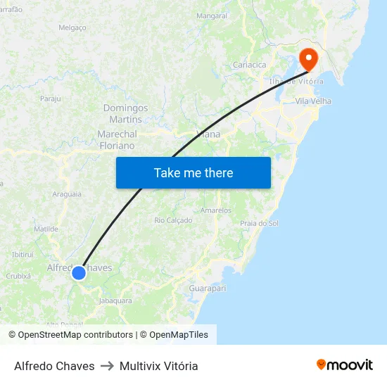 Alfredo Chaves to Multivix Vitória map