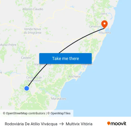 Rodoviária De Atílio Vivácqua to Multivix Vitória map