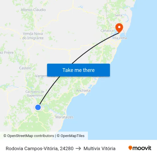 Rodovia Campos-Vitória, 24280 to Multivix Vitória map