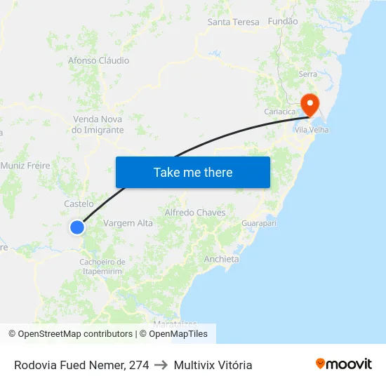 Rodovia Fued Nemer, 274 to Multivix Vitória map