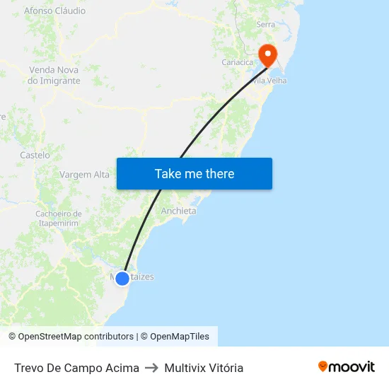 Trevo De Campo Acima to Multivix Vitória map