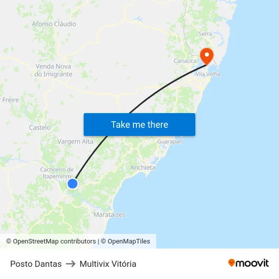 Posto Dantas to Multivix Vitória map