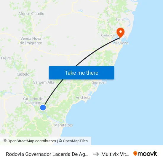 Rodovia Governador Lacerda De Aguiar, 10 to Multivix Vitória map