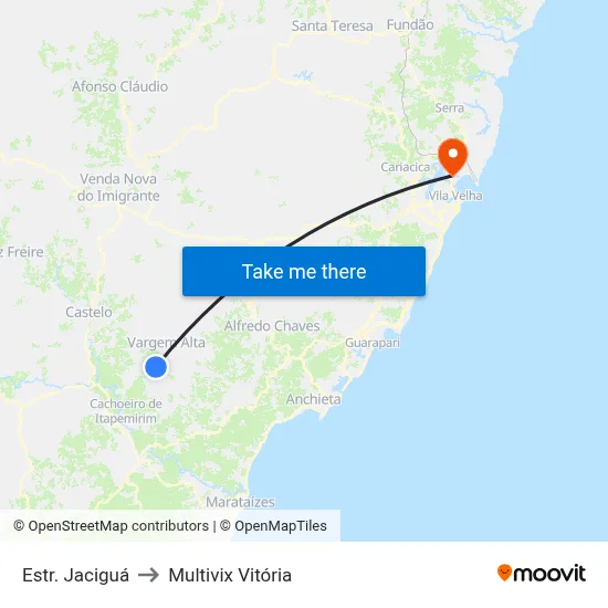 Estr. Jaciguá to Multivix Vitória map