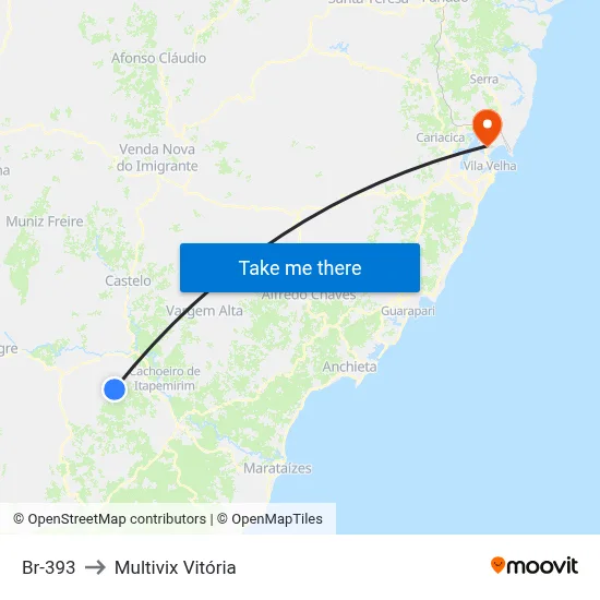 Br-393 to Multivix Vitória map