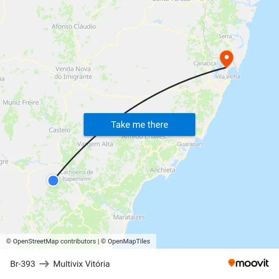 Br-393 to Multivix Vitória map