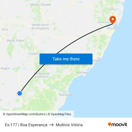 Es-177 | Boa Esperança to Multivix Vitória map