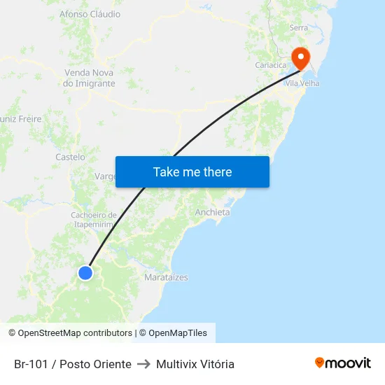 Br-101 / Posto Oriente to Multivix Vitória map