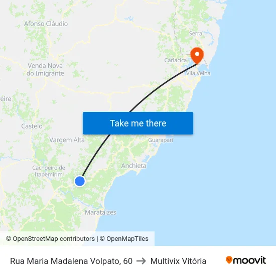 Rua Maria Madalena Volpato, 60 to Multivix Vitória map
