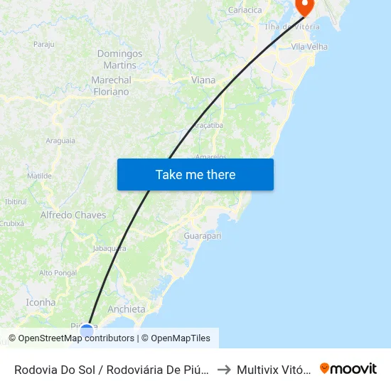 Rodovia Do Sol / Rodoviária De Piúma to Multivix Vitória map