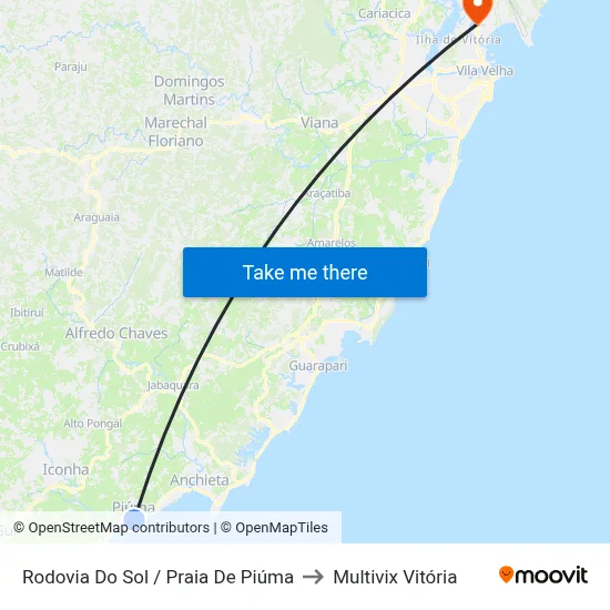 Rodovia Do Sol / Praia De Piúma to Multivix Vitória map
