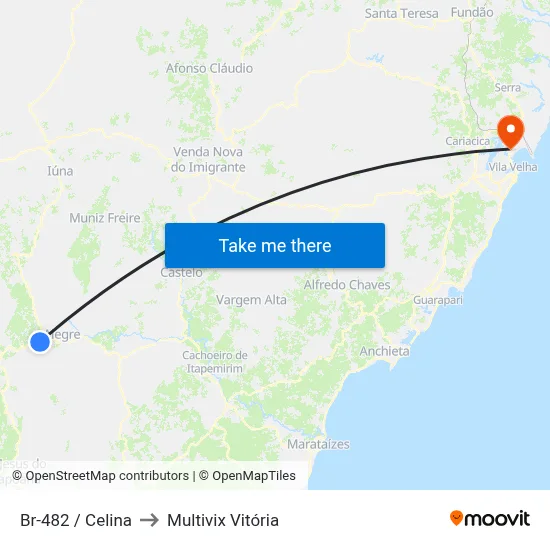 Br-482 / Celina to Multivix Vitória map