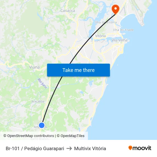 Br-101 / Pedágio Guarapari to Multivix Vitória map
