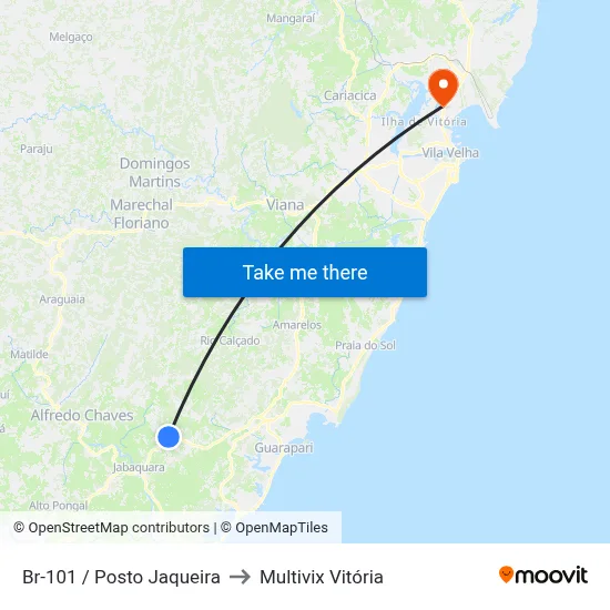 Br-101 / Posto Jaqueira to Multivix Vitória map