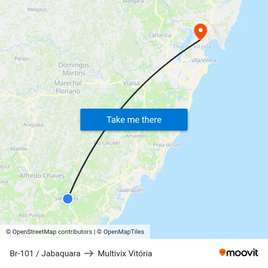 Br-101 / Jabaquara to Multivix Vitória map