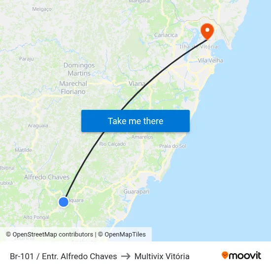 Br-101 / Entr. Alfredo Chaves to Multivix Vitória map