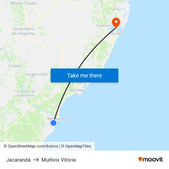 Jacarandá to Multivix Vitória map