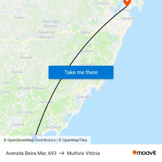 Avenida Beira Mar, 693 to Multivix Vitória map