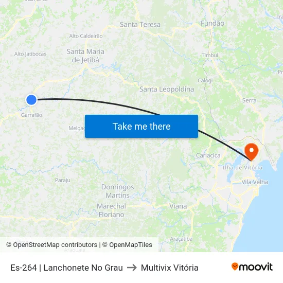 Es-264 | Lanchonete No Grau to Multivix Vitória map