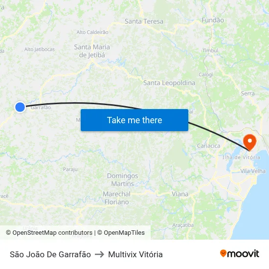 São João De Garrafão to Multivix Vitória map