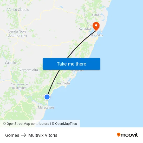 Gomes to Multivix Vitória map