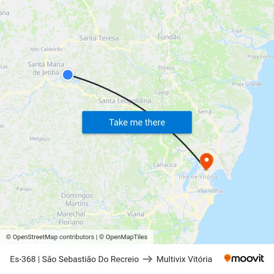Es-368 | São Sebastião Do Recreio to Multivix Vitória map