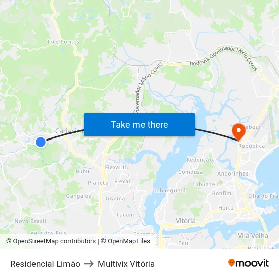Residencial Limão to Multivix Vitória map