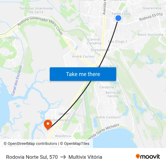 Rodovia Norte Sul, 570 to Multivix Vitória map