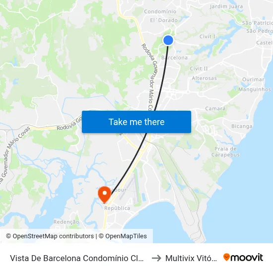 Vista De Barcelona Condomínio Clube to Multivix Vitória map