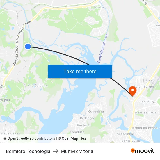 Belmicro Tecnologia to Multivix Vitória map