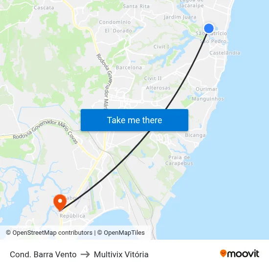 Cond. Barra Vento to Multivix Vitória map