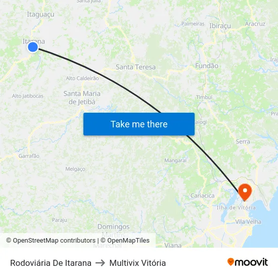 Rodoviária De Itarana to Multivix Vitória map