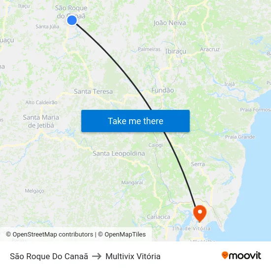 São Roque Do Canaã to Multivix Vitória map