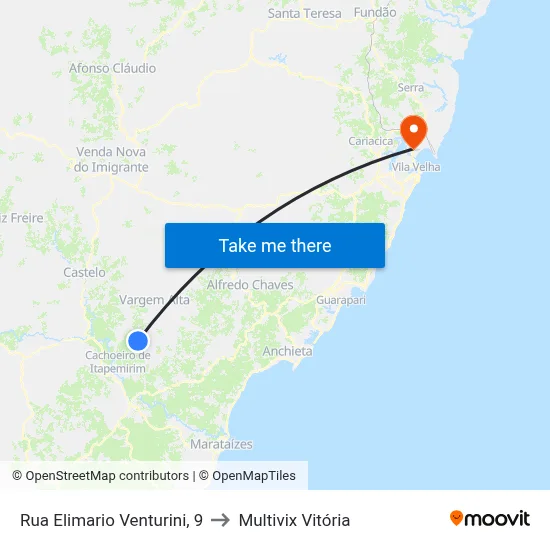 Rua Elimario Venturini, 9 to Multivix Vitória map