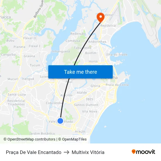 Praça De Vale Encantado to Multivix Vitória map